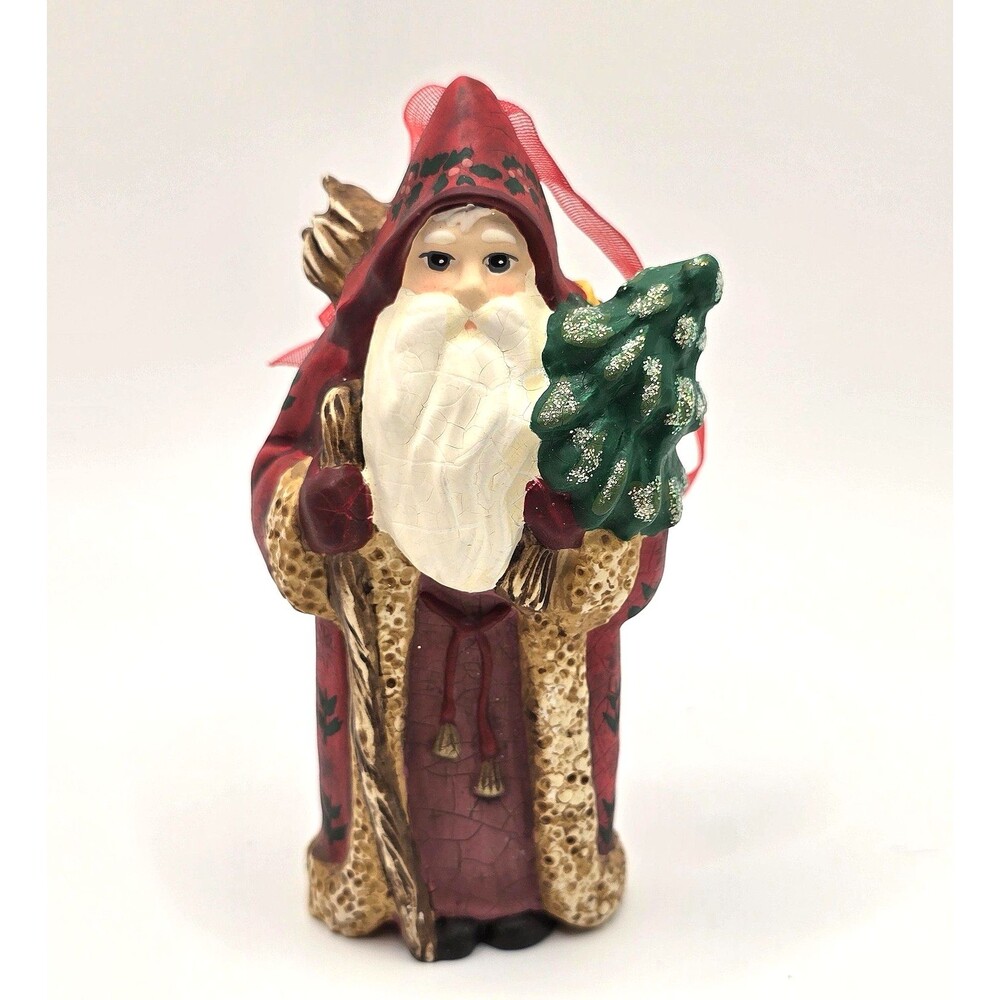 Vintage Hallmark Keepsake Old-World Santa Ornament Chalkware 2001 With Box